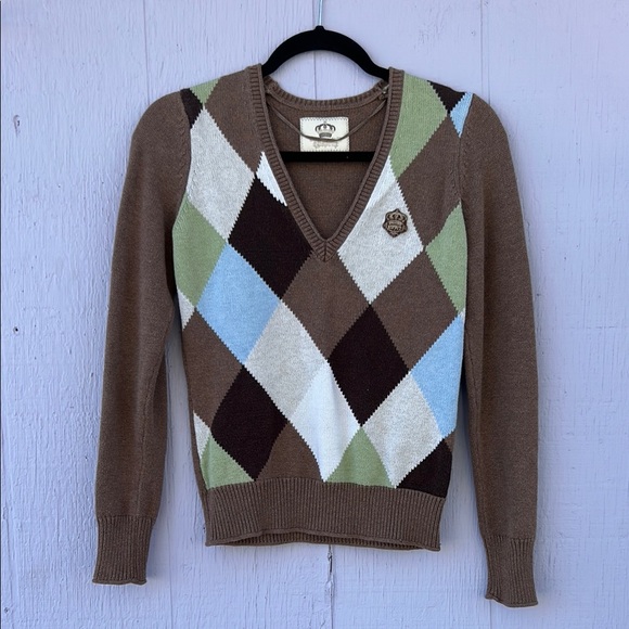 Esprit Sweaters - Vintage Esprit Brown Argyle V-Neck Sweater